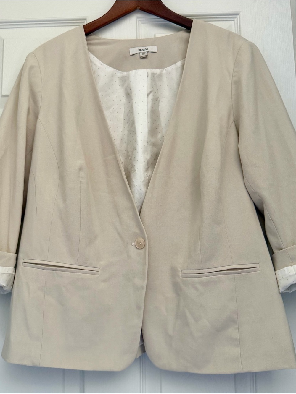 Kensie Light Cream Single-Button Blazer
